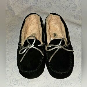 UGG Women's Black Suede Moccasin Slippers